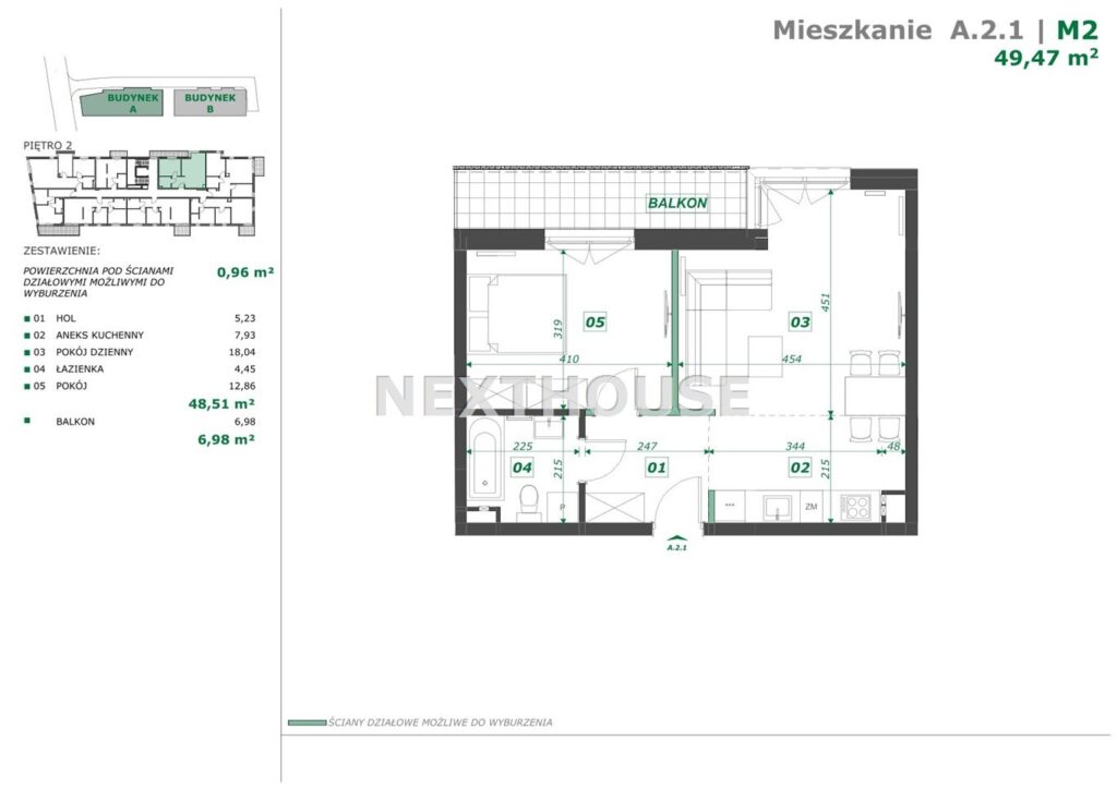 Mieszkanie, Gliwice, 49,47 m2