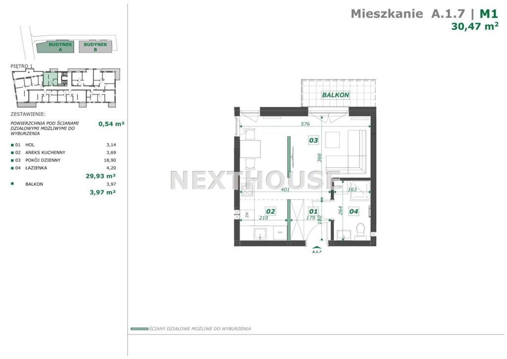 Mieszkanie, Gliwice, 30,47 m2